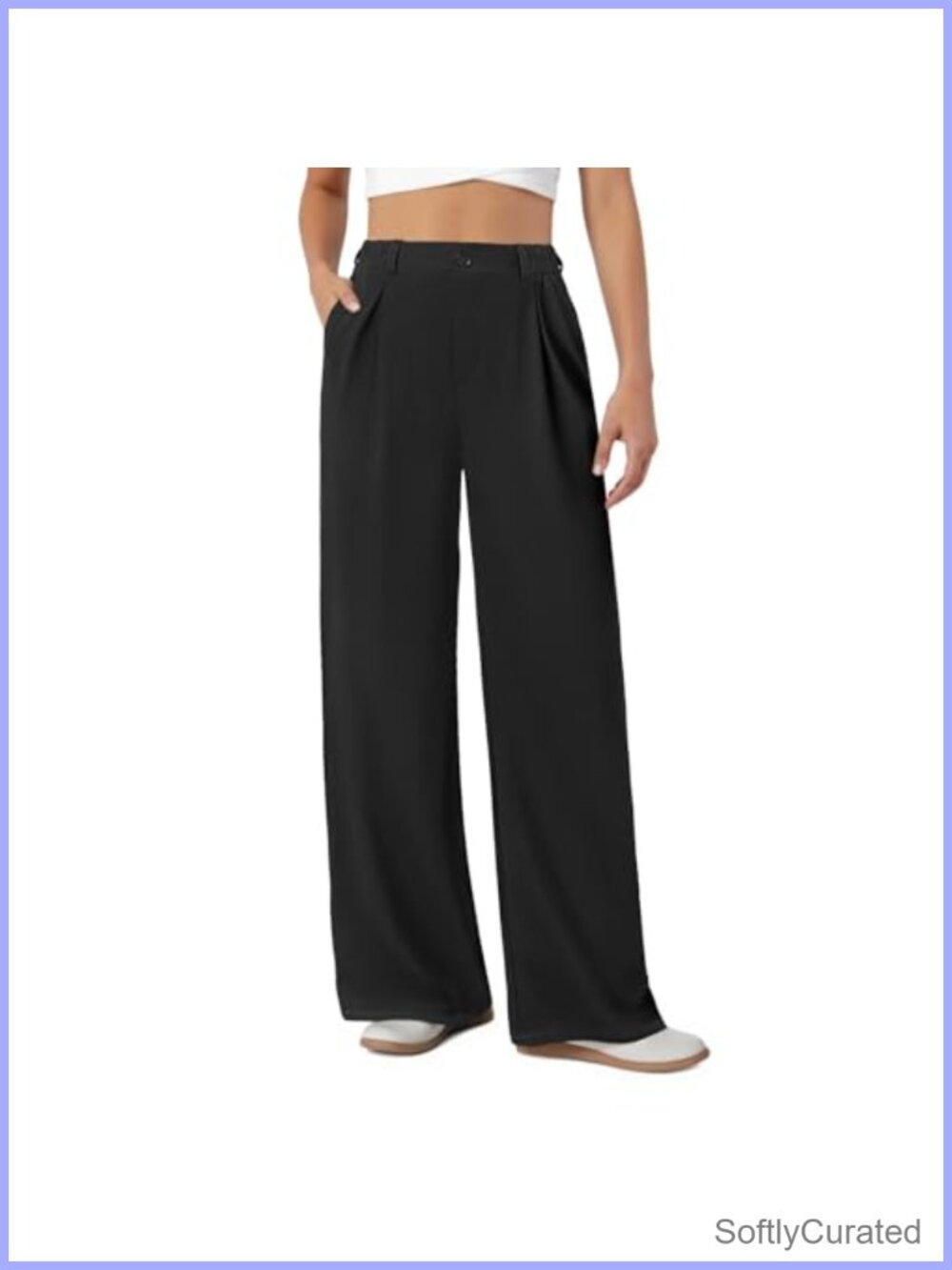 Wide Leg Stretchy Dress Pants with Pockets
